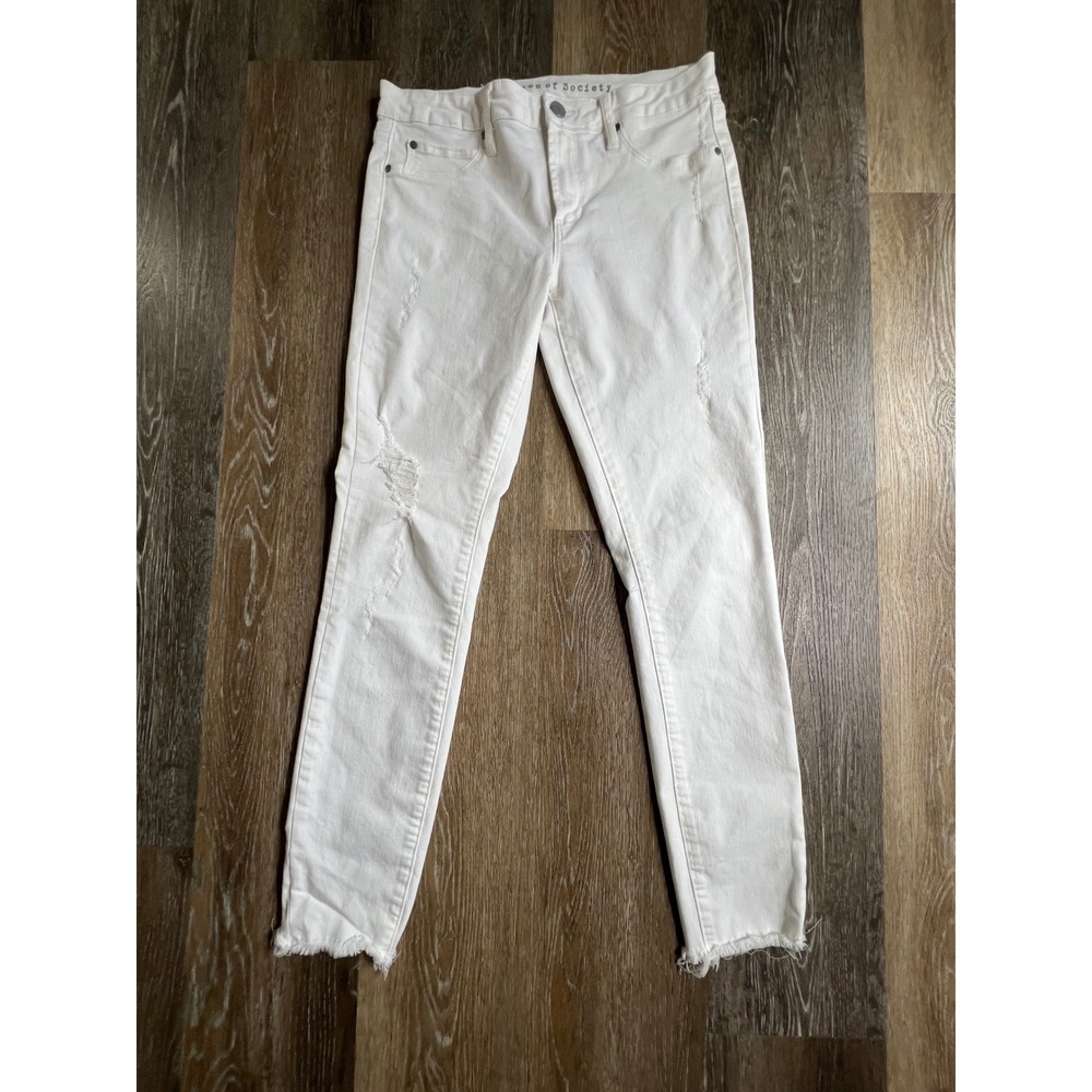 Articles of Society Distressed Skinny Jeans Womens 28 White Raw Hem Frayed Pant